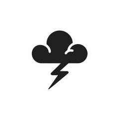Cloud with Lightning Bolt Minimal Silhouette