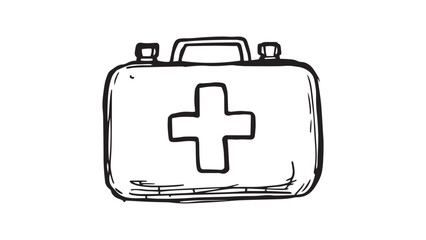 First aid kit set line art