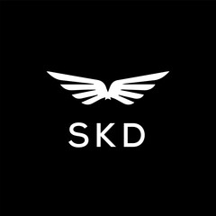 SKD letter logo design on Black background.