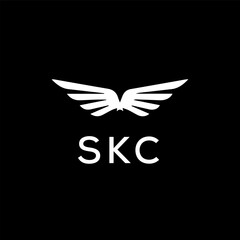 SKC letter logo design on Black background.
