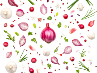 Healthy Chive Flowers in Garden Bed