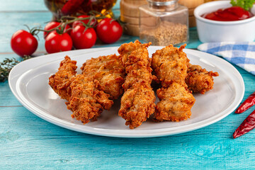 Golden crispy fried chicken strips