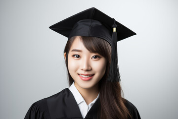 Smiling Asian Female Student – Isolated on White Background | College, University, Education, Academic Portrait Stock Image for E-learning, Marketing, Websites, Presentations, and More

