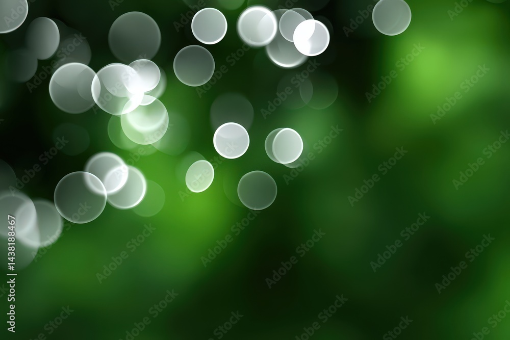 Poster abstract green light bokeh texture with circular orbs and soft depth showcasing defocused visual ele