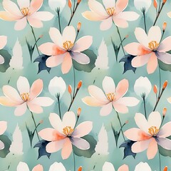 abstract flowers blooming in soft watercolor