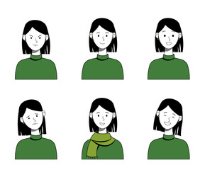  Girl’s Emotions Set in Green Sweater