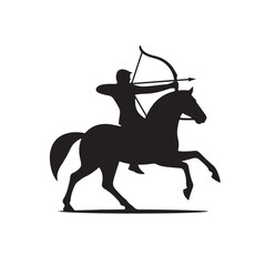 Horseback Archer Black Silhouette