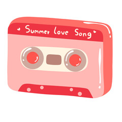 Illustration of Retro Cassette Tape with Summer Love Song