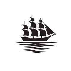 Ship sailing silhouette clean minimal design