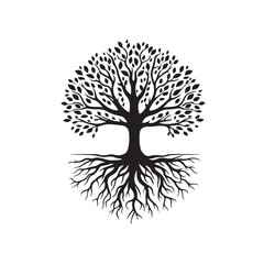 Tree with roots silhouette minimal clean design