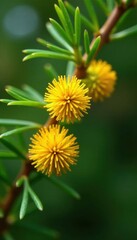 Mature male pine strobili, yellow pollen sacs , spring blossom, plantlife, picture
