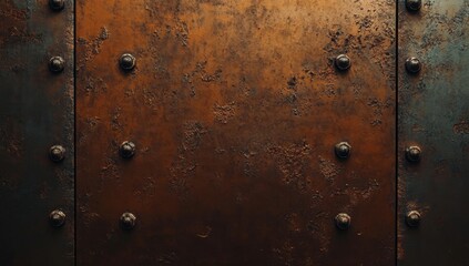 Fototapeta premium Weathered, riveted metal plate