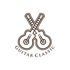 Classical guitar logo design for company brand symbol