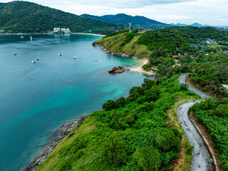 High angle view sea landscape background,Beautiful Phuket island Thailand