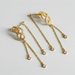 Gold Dangle Earrings Crystal Drop Earrings Elegant Jewelry Fashion Accessory Womens Earrings Statement Earrings Luxury Jewelry