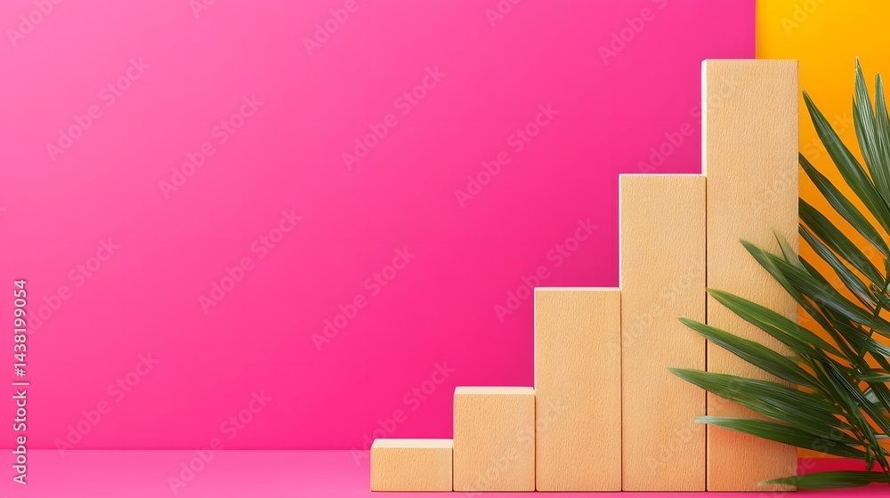 Poster colorful abstract growth chart and blocks symbolizing progress and success