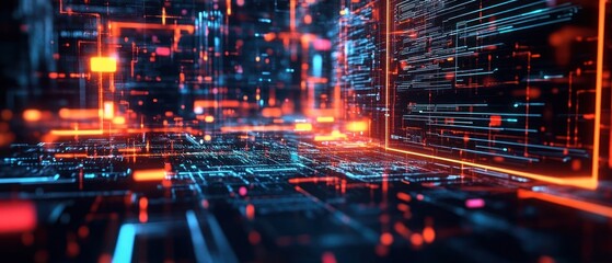 Obraz premium Abstract futuristic digital network