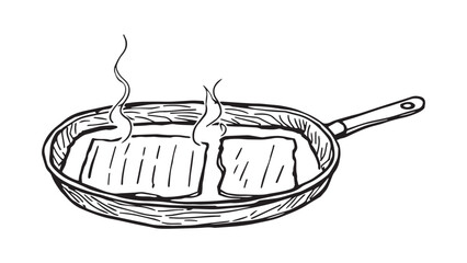 Grill pan set line art