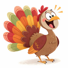 cartoon smiling a turkey bird isolated on white background