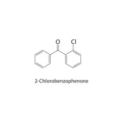 2-Chlorobenzophenone skeletal structure. Aromatic Ketone compound schematic illustration. Simple diagram, chemical formula.