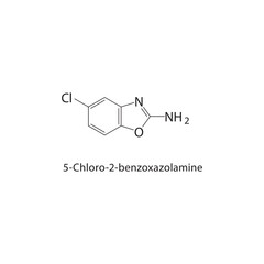 5-Chloro-2-benzoxazolamine skeletal structure. Benzoxazole Derivative compound schematic illustration. Simple diagram, chemical formula.