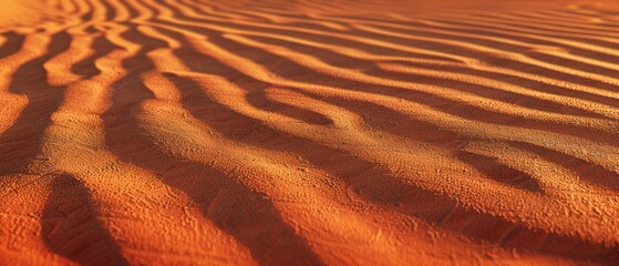Orange sand desert groove slit furrow dune for wind flow dry ground surface low angle shot.