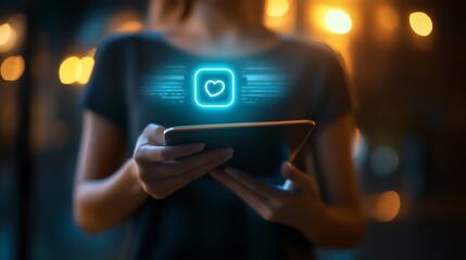 A glowing notification icon signaling a new customer inquiry on a tablet screen.