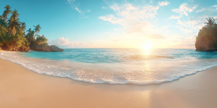 Beautiful sunset beach scene tropical paradise hdr 360 degree hdri seascape photography