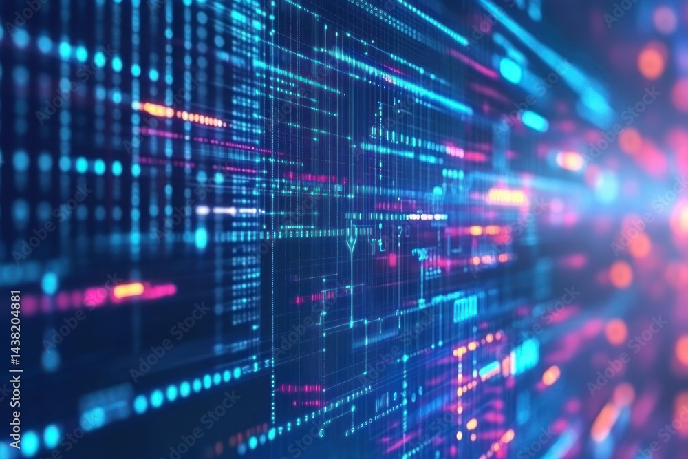 Poster abstract data visualization digital code and network