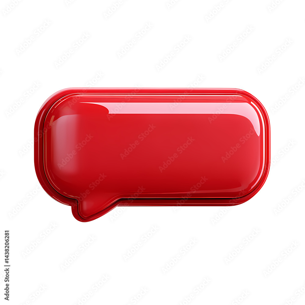 Poster glossy red speech bubble 3d render blank template for text