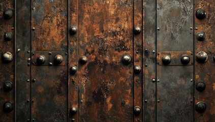 Fototapeta premium Rusted metal panels with rivets