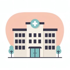 Minimalist Vector Hospital Icon Clipart – Soft Pastel Colors and Clean Flat Design
