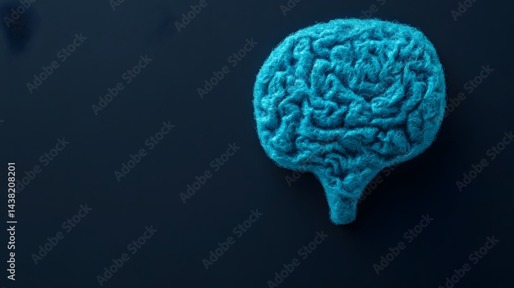 Poster conceptual brain representation with speech bubble symbolizing intelligence and communication