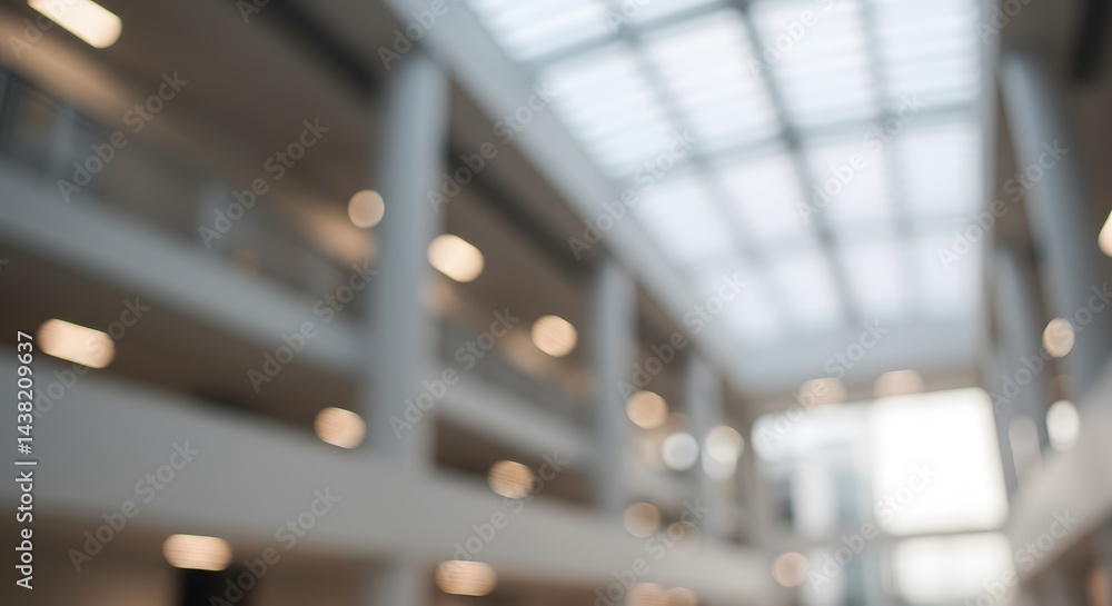 Poster ai image abstract blurred background of a modern, bright building interior or office lobby with arch