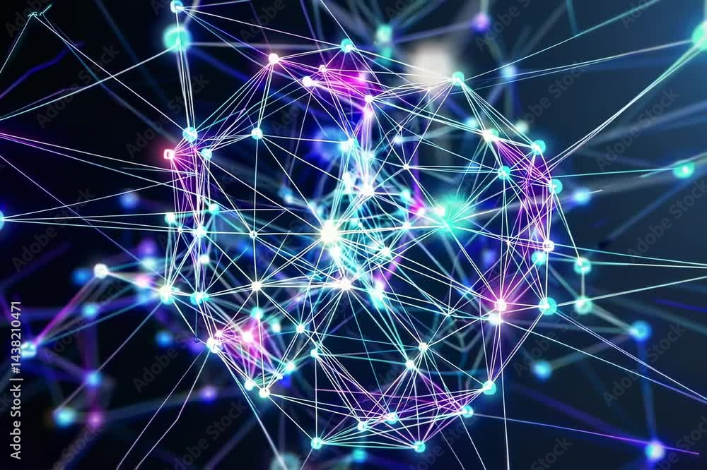 Poster cybersecurity technology and digital data protection are represented by abstract concepts, including