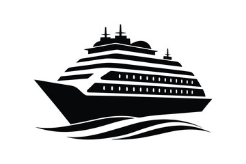 Fototapeta premium Silhouette of a cruise ship vector icon on white background