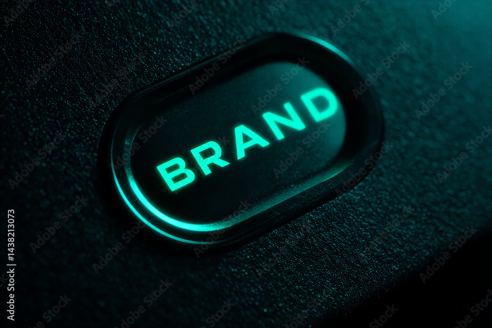 Poster close-up of illuminated button with 