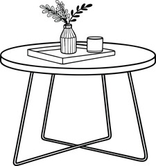 Mid-Century Modern Table And plants