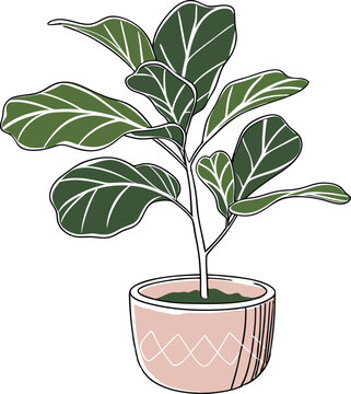 green plant with tob indoor flower vector art design