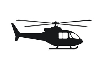 helicopter flying silhouette vector illustration on white background