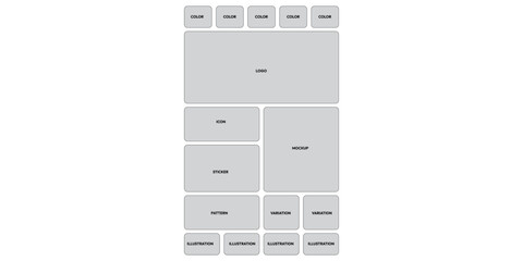 Logo Presentation template. Geometric tiles pattern, Bento presentation layout. Tiling blocks for social media posts, Web comics grids vector