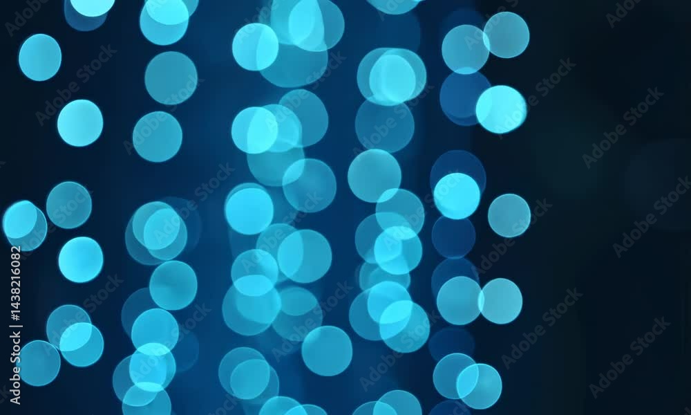 Poster blue bokeh lights bubbles moving from bottom to top. abstract background