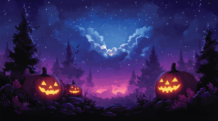  Halloween Glowing Faces in the Darkness.