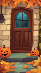 Obraz premium Halloween Illustration with Glowing Forest Trail.