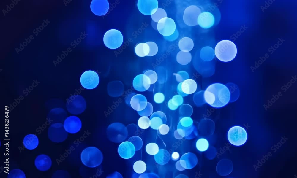 Aufkleber blue bokeh lights bubbles moving from bottom to top. abstract background