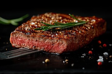 Perfectly grilled steak, juicy and seasoned