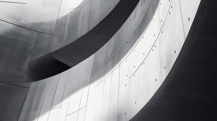 Fototapeta premium Curved metallic facade with light & shadow detail