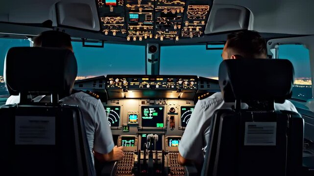 Flight in a Commercial Jet Cockpit