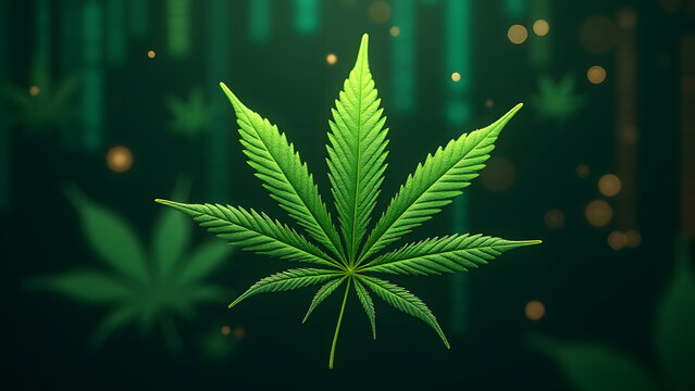 Quantum AI-designed perfect cannabis hybrid. Genetic optimization art HD wallpaper.