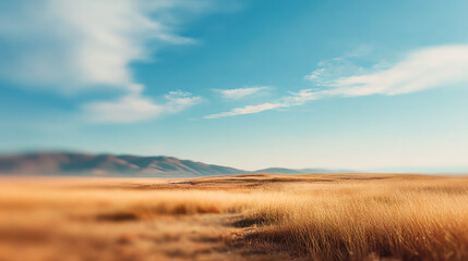 Landscape photography of golden wheat field with mountains and blue sky background wallpaper hd image